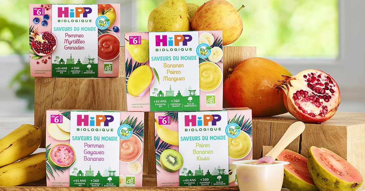 HiPP Biologique Cuencos de plátano, pera y mango 4 x 100 g