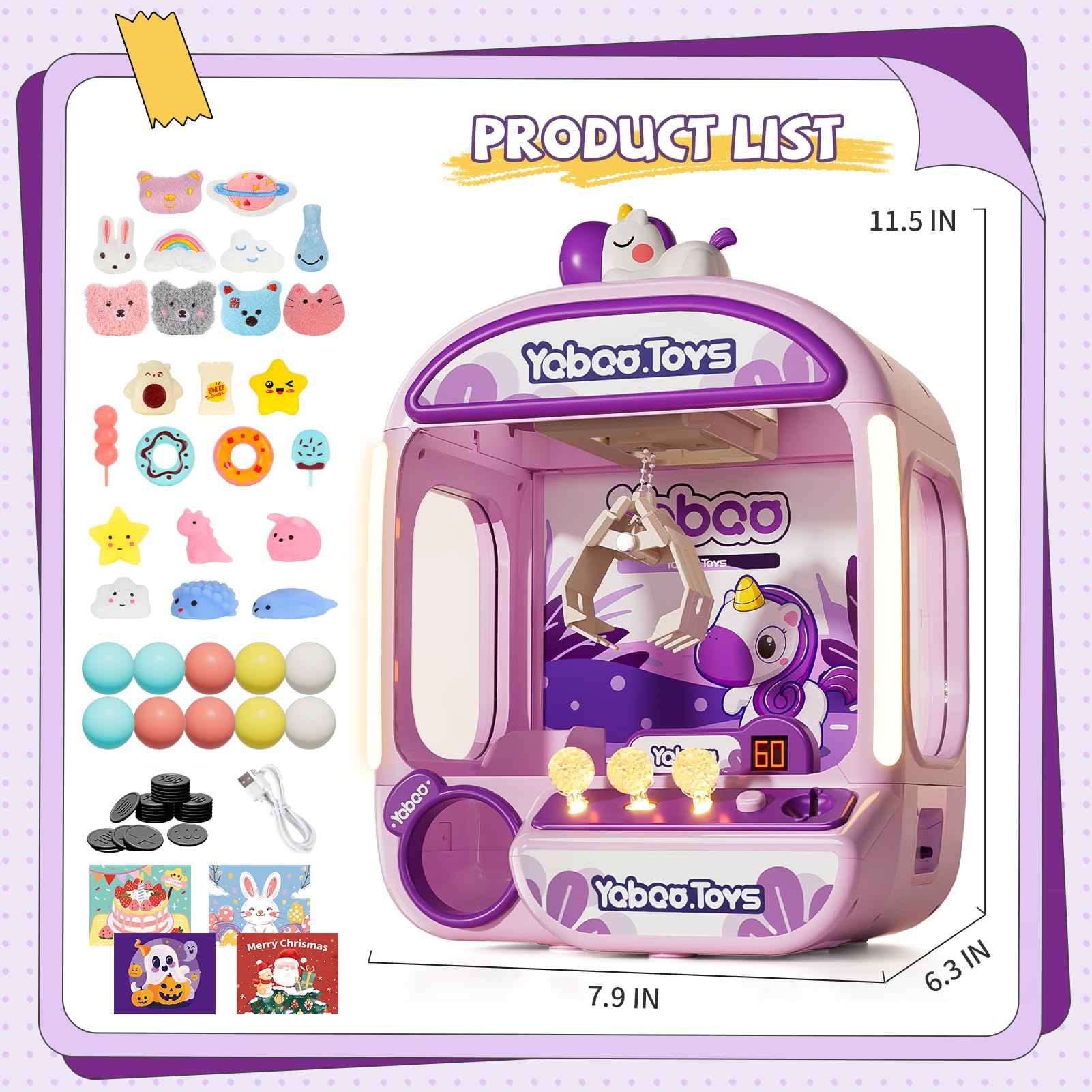 Large Claw Machine for Kids,Unicorns Toys for Girls 5 6 7 8 Year Old,Mini Arcade Game with Prizes Toys,Kids Vending Machine Age 6-8 8-10,Party Candy Dispenser,Christmas Birthday Gift for Girls Boys