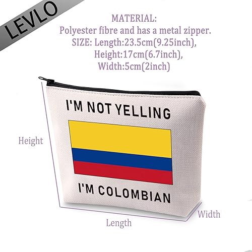 Miniatura 2 de LEVLO Divertidas bolsas de cosméticos con la bandera de Colombia, recuerdos, no estoy gritando, soy colombiano, bolsas de maquillaje con la bandera