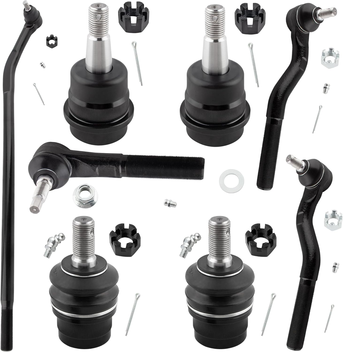 8pcs Inner Tie Rod End Lower Ball Joint Outer Tie Rod End Upper Ball Joint Suspension Kit 2007-2017 for Jeep Wrangler for Jeep Wrangler JK 2018 K3185 ES800594 ES800593 K3134T ES3624 DS300005