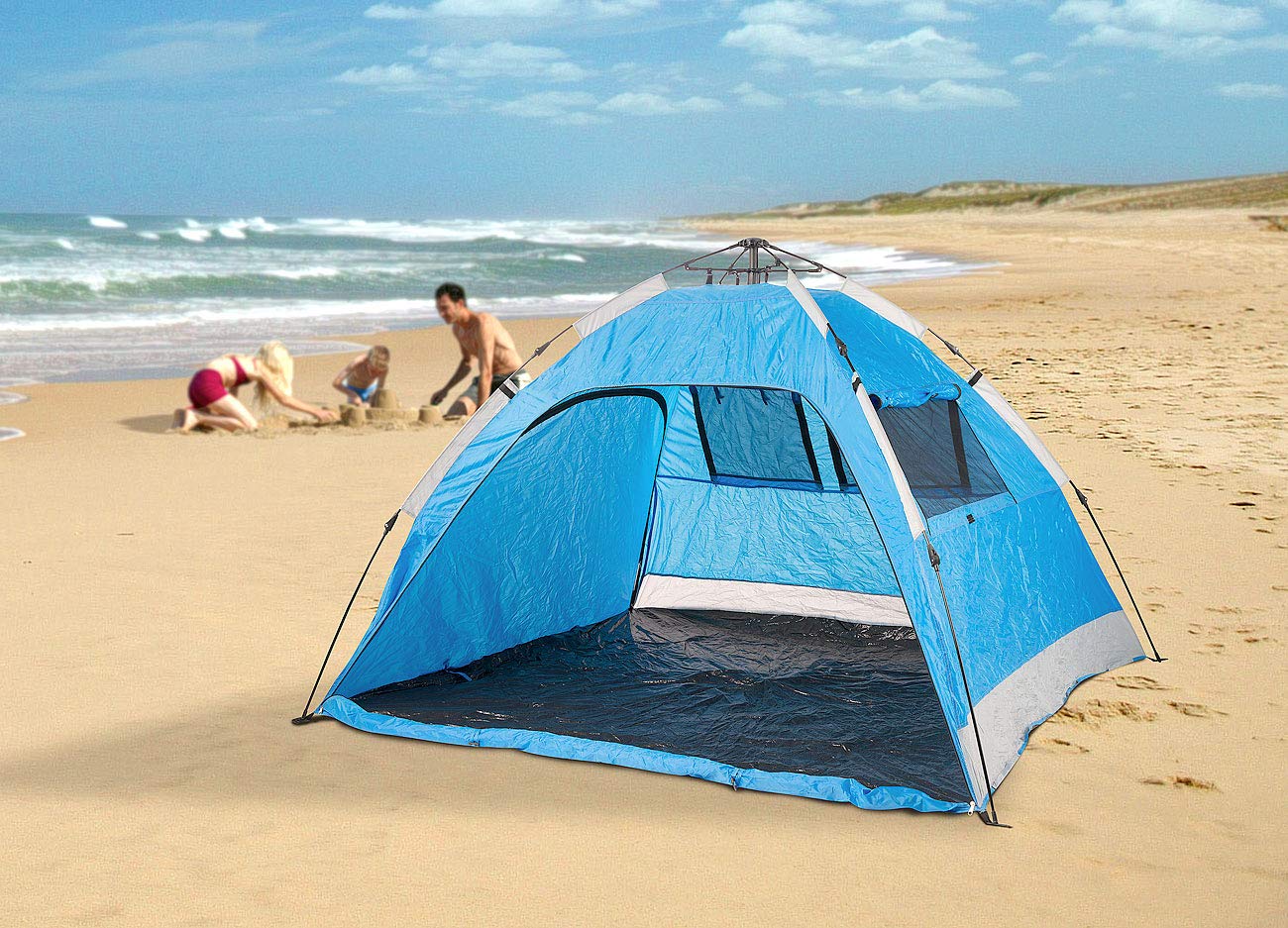 Semptec Urban Survival Technology tenda da spiaggia automatica UV 50+ per 3 persone, blu, 220 x 190 x 130 cm