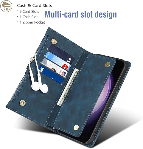 Miniatura 3 de Asuwish Funda de teléfono para Samsung Galaxy S23 5G con protector de pantalla de vidrio templado y correa cruzada para el hombro, tarjetero con