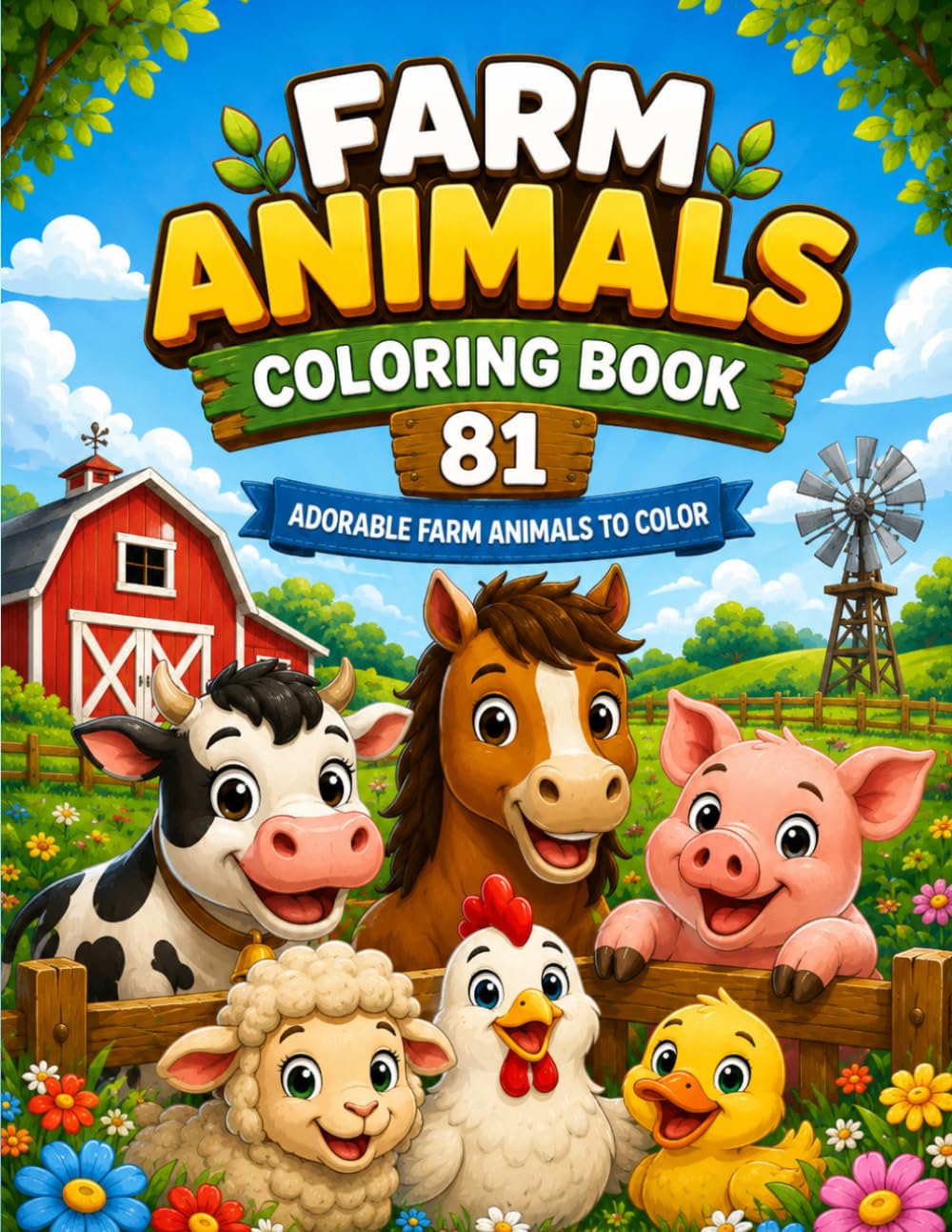 Farm Animals Coloring Book: Adorable Farm Animals to Color