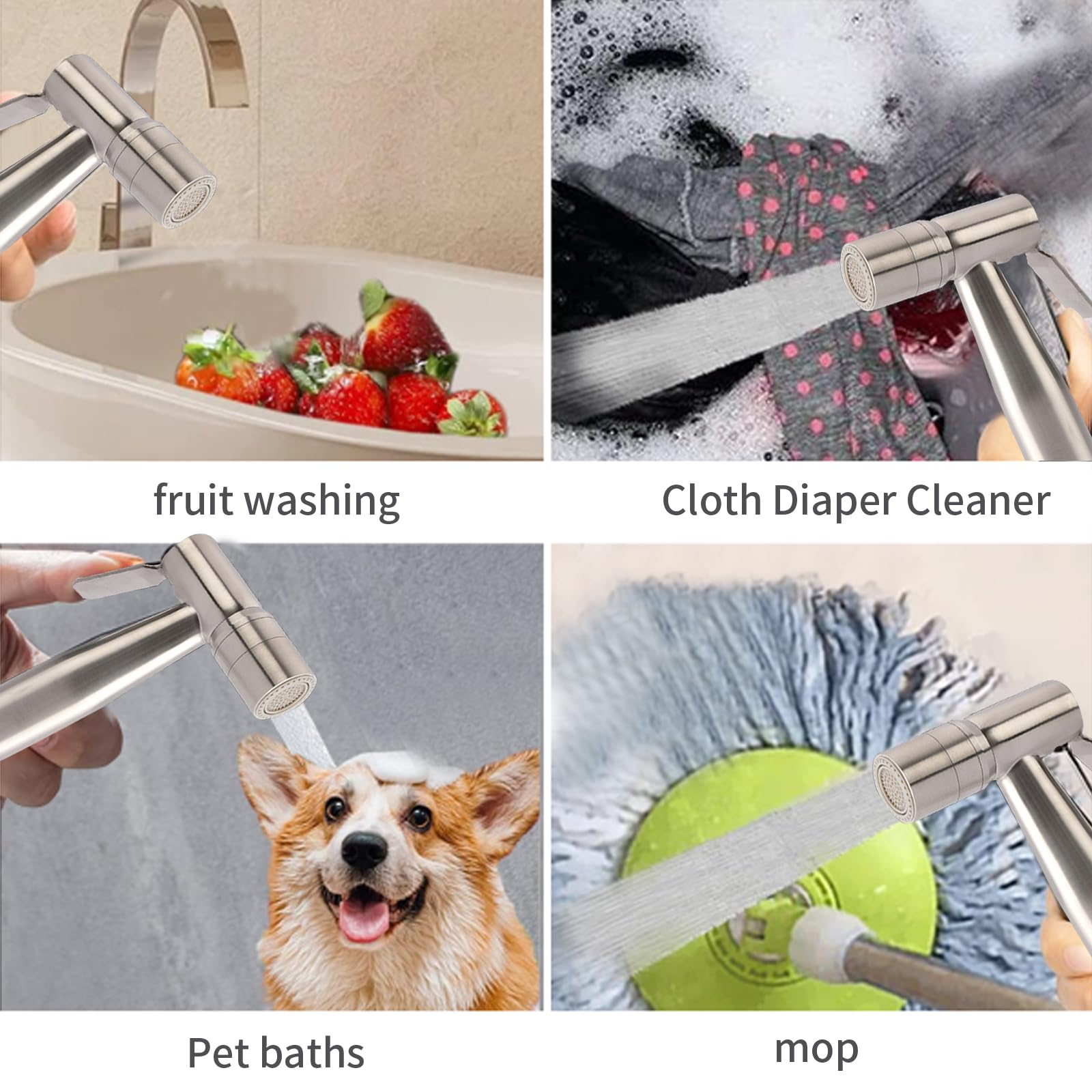 Bidet in acciaio inox, doccia musulmana in acciaio inox e kit spray per pannolini per bambini, spruzzatore per WC con doppia modalità