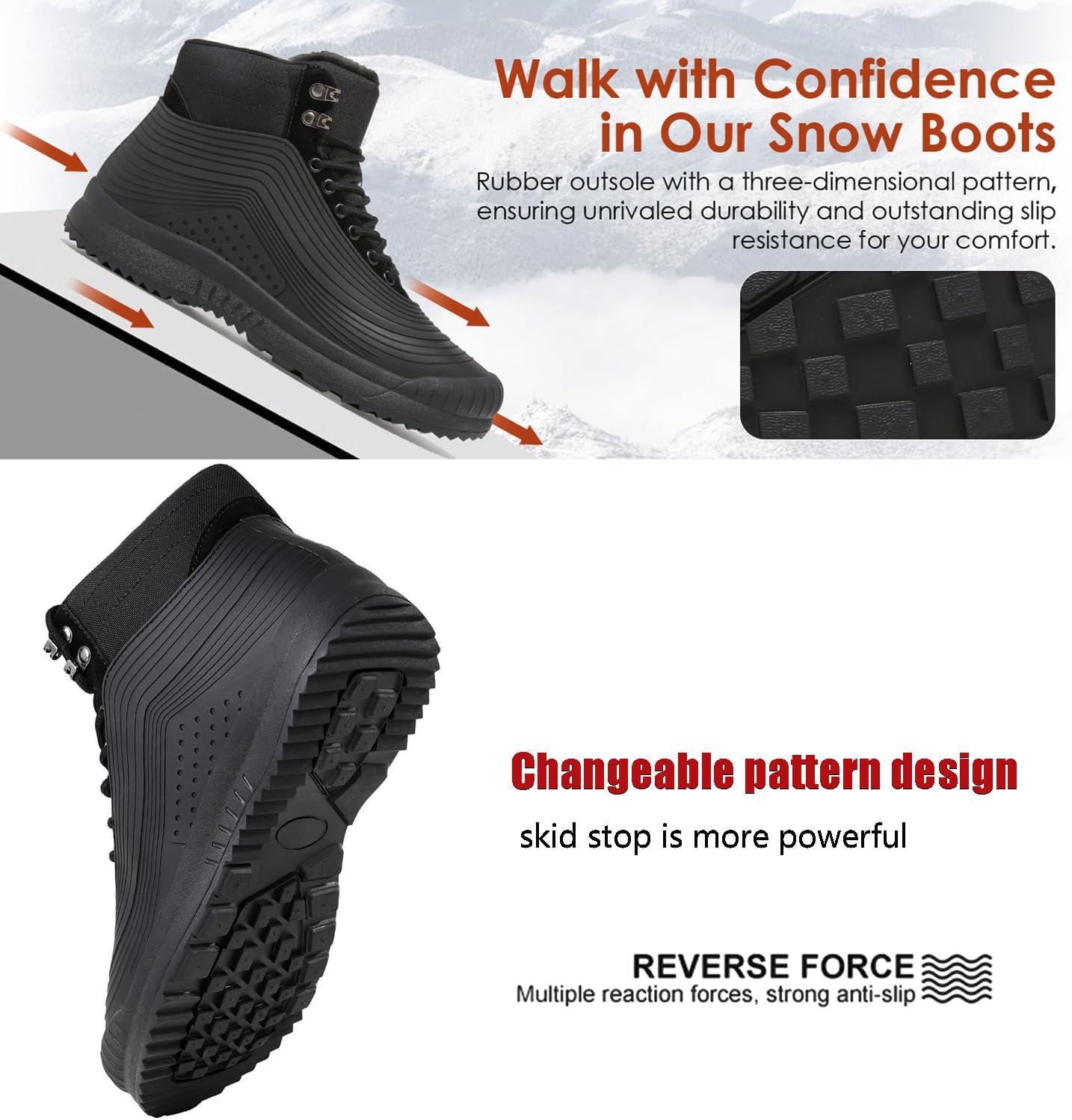 ulogu Snow Boots for Men Women丨Insulated Waterproof Fur Lined Booties丨Non Slip Lightweight Winter Shoes - Image 6