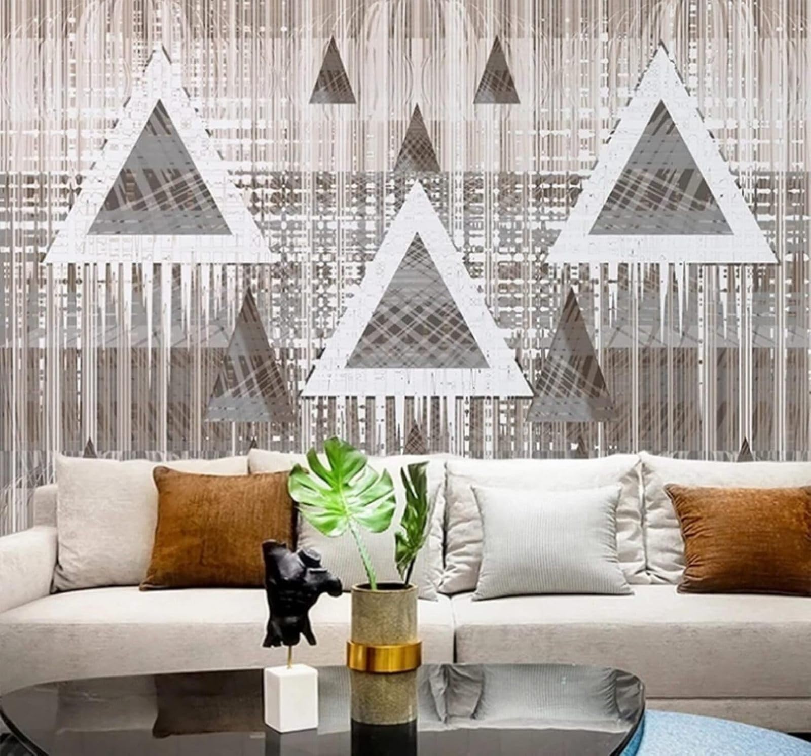 XLMING Abstract Triangles Lines Wood Grain Patterns 3D Wallpaper Luxury Silk Study Dining Feature Sofa Grey Bedroom Living Room Tv Decorative Wall-350cm×256cm