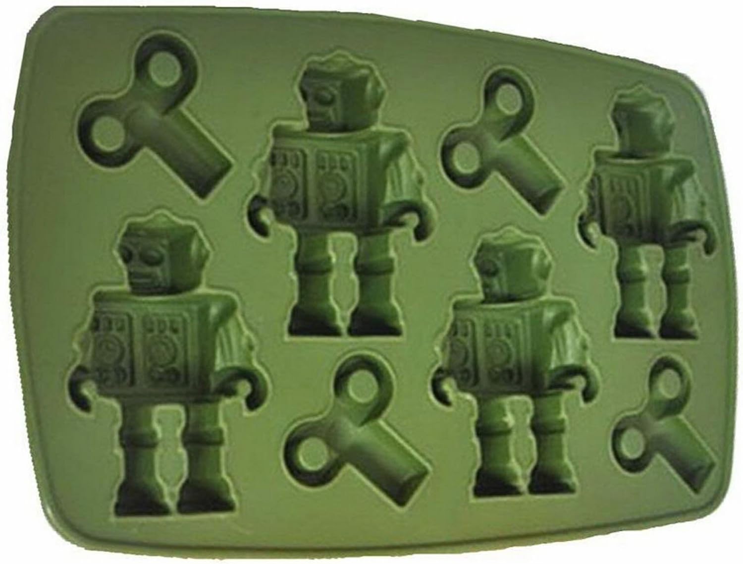 FormVan Silicone Freezer Ice Cube Trays Mold Maker, Green Robot