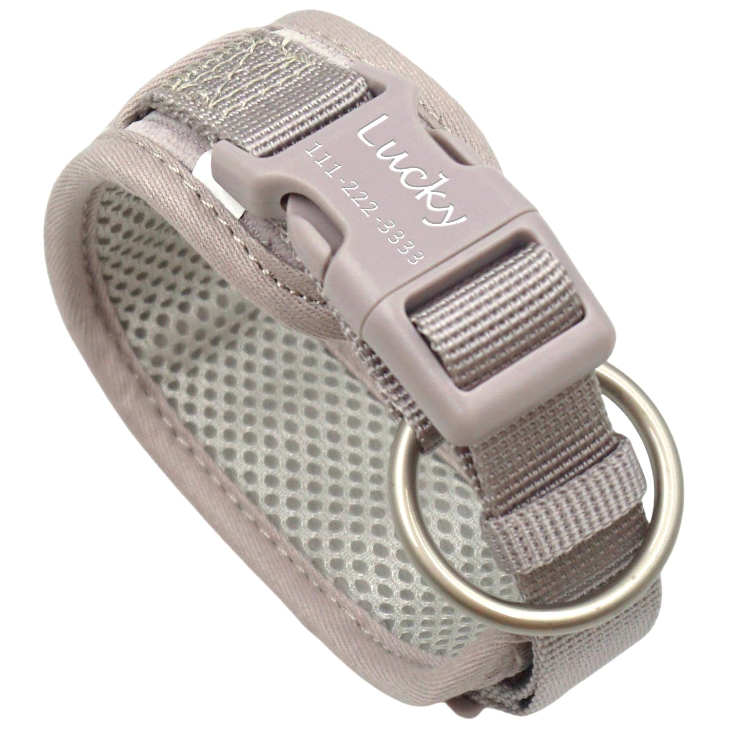 PETDURO Personalized Dog Collar, Gray Soft Padded Wide Collars for Medium Large Dogs, Custom Engraved Corduroy Collar with Name & Phone ID - Add Leash