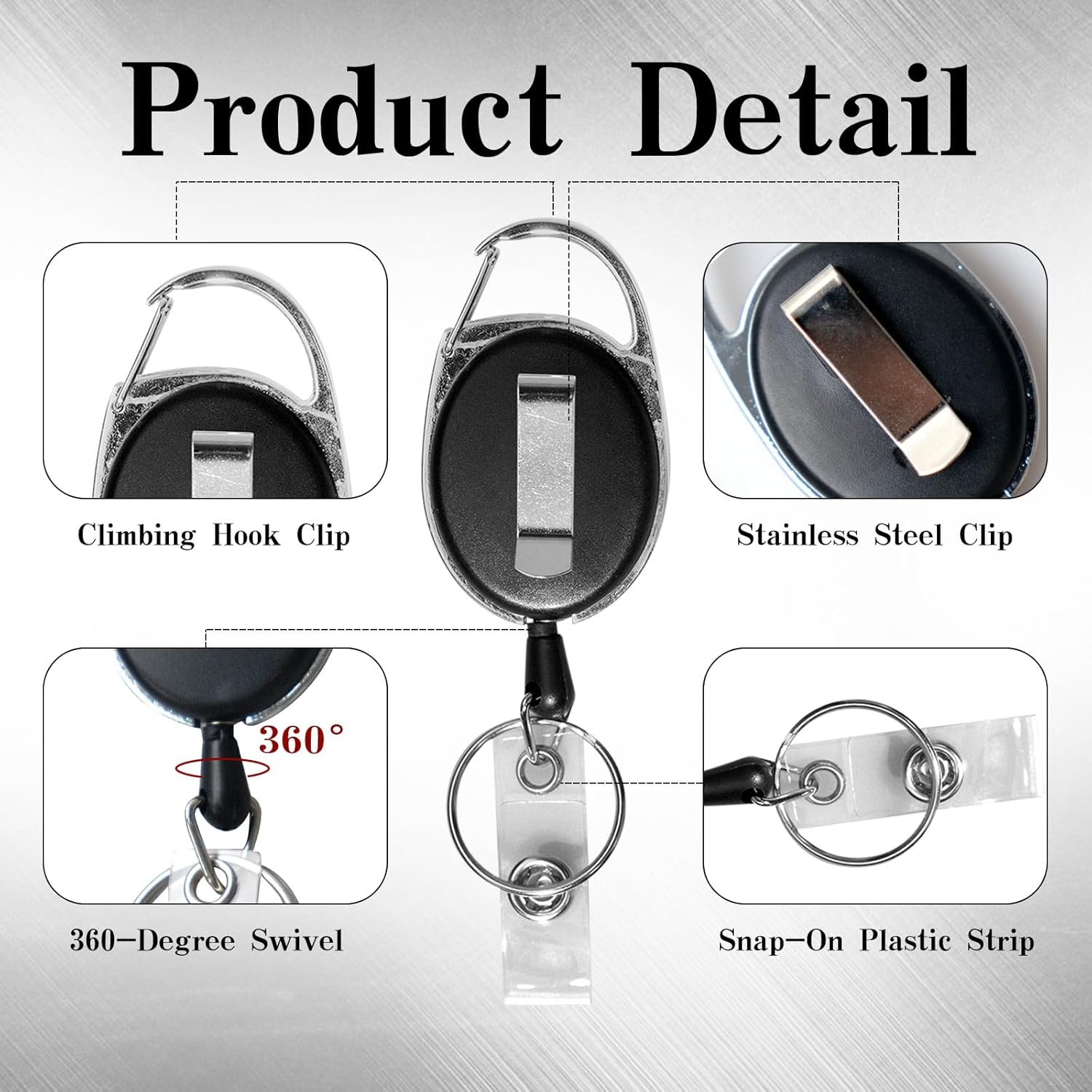 84 Packs Retractable ID Badge Holder Badge Reel Clips with Belt Clip and Key Ring Heavy Duty Retractable Keychain Black Name ID Badge Clip for Office Worker Doctor Nurse Employee (Black)