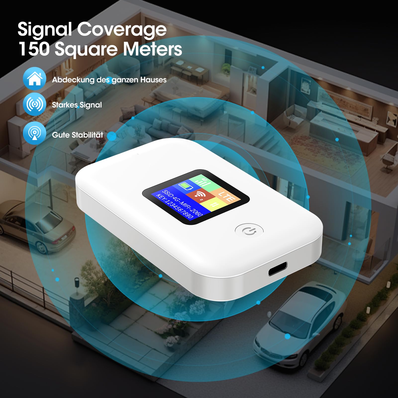 Router Wifi Portatile, Saponetta Modem wifi Portatile Router 4g Con Sim LTE 150 Mbps, LED Visualizzazione Sullo Schermo, Capacità Batteria 3000mah, Saponetta Wifi Adatto Per Viaggi, Campeggio
