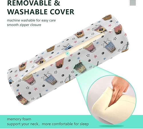 Miniatura 5 de Bubble Tea Bolster Pillow Long Down Neck Roll Pillow Long Round Pillows for Bed Cylinder Decorative Pillows Bed Neck Pillow Covers with