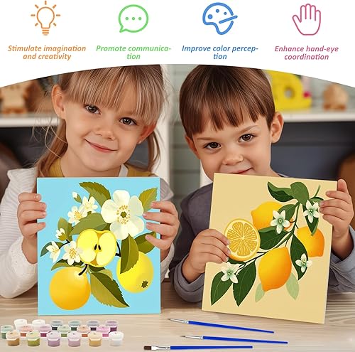 Miniatura 74 de EOBROMD Mrine Life - Paquete de 4 kits de pintura enmarcada por números para niños, kits de bricolaje para niños de 4 a 8 a 12 años, pintura sobre