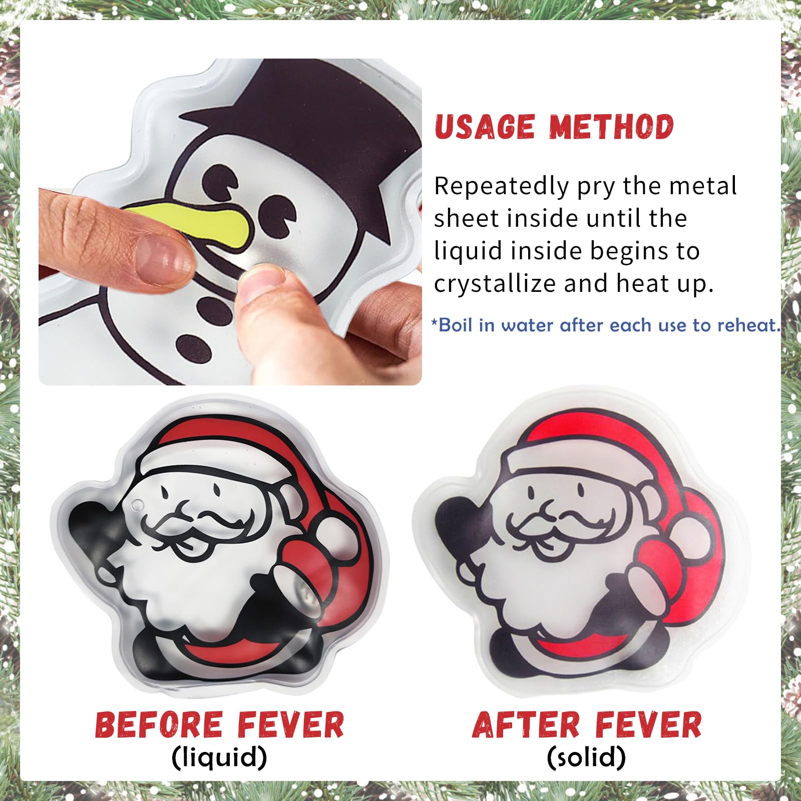 Lot de 6 chaufferettes de poche sur le thème de Noël, chauffe-mains réutilisables, chauffe-doigts, coussin chauffant pour les mains et les doigts au chaud en hiver Lot de 6 chaufferettes de poche sur le thème de Noël, chauffe-mains réutilisables, chauffe-doigts, coussin chauffant pour les mains et les doigts au chaud en hiver