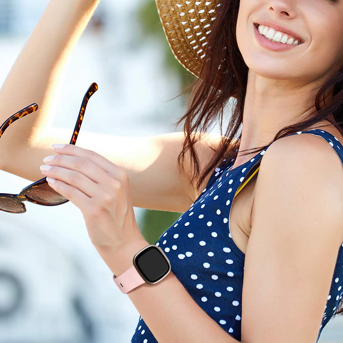 Oielai Bransoletka kompatybilna z Fitbit Versa 4 / Fitbit Versa 3 / Fitbit Sense 2 / Fitbit Sense / Versa 3 / Versa 4 / Sense / Sense 2, silikonowa, klasyczna, delikatna, dla kobiet i mężczyzn
