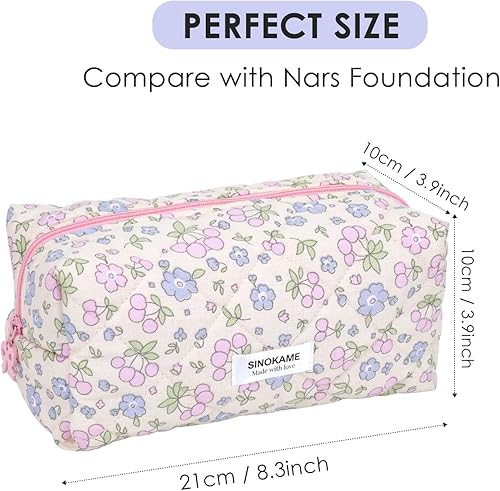 Miniatura 9 de Lindas bolsas de maquillaje de coqueta floral, Frutos de flores beige, Lindo y estético