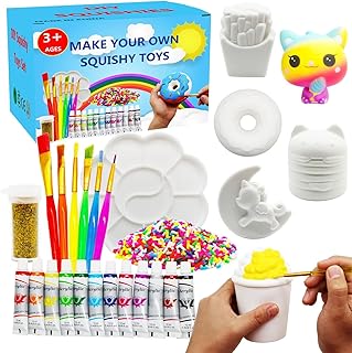 Squishies DIY Art Crafts Dessert Kits for Girls Gift, Paint Your Own Squishy Toy Jumbo Soft Slow Rising Stress Relief Fidget Toys for Ages 4 5 6 7 8 Kids(27Pcs)