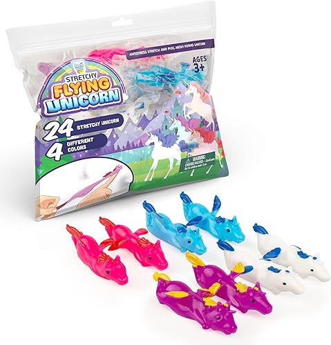 Mini juguetes de unicornio para niñas y niños, 24 piezas de goma con destello de dedo elástico para niños, divertidos rellenos de bolsas de regalos