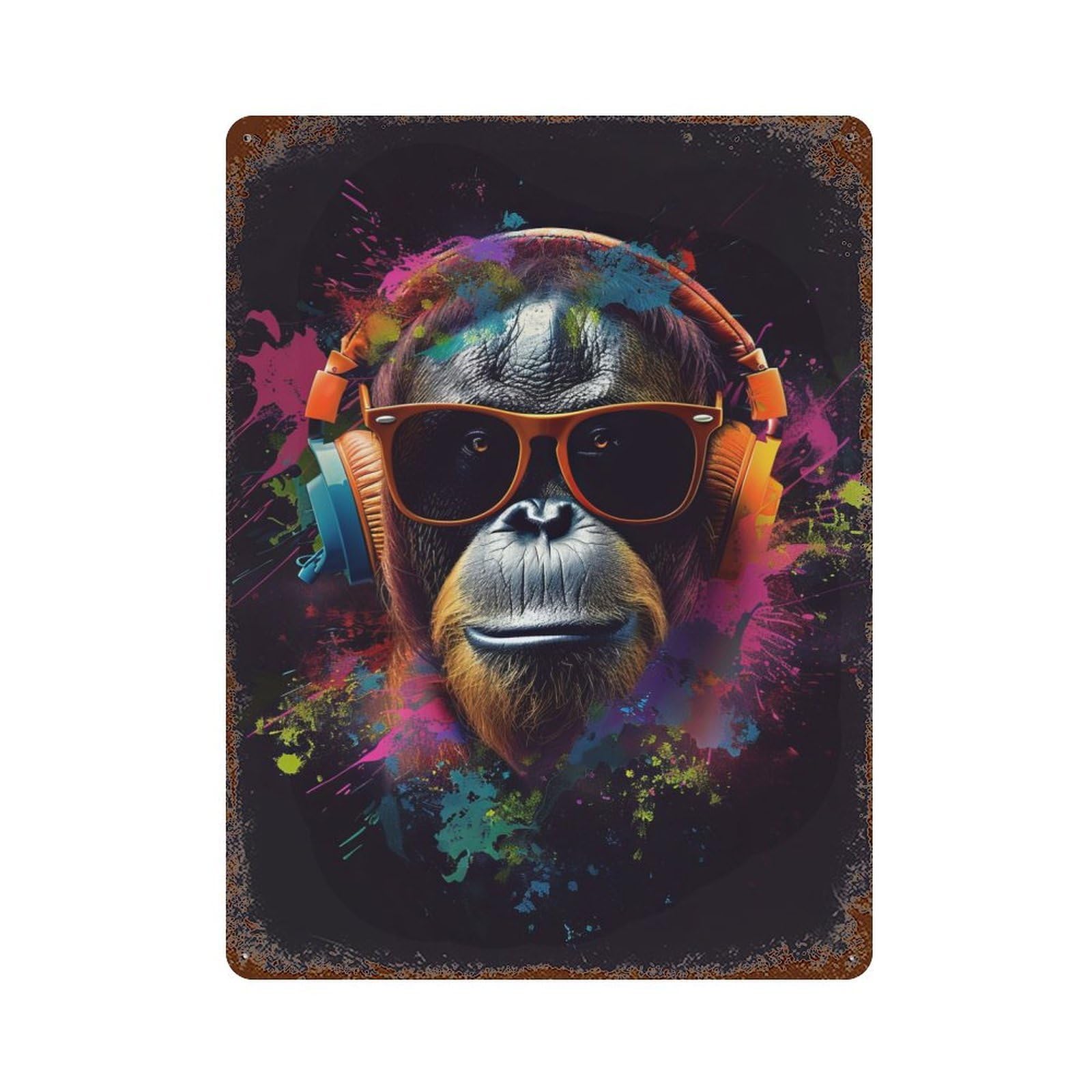 Orangutan Colorful Rusty Metal Tin Sign 15.7"x11.8", Ideal for Shed, Workshop And Garage Wall Decor