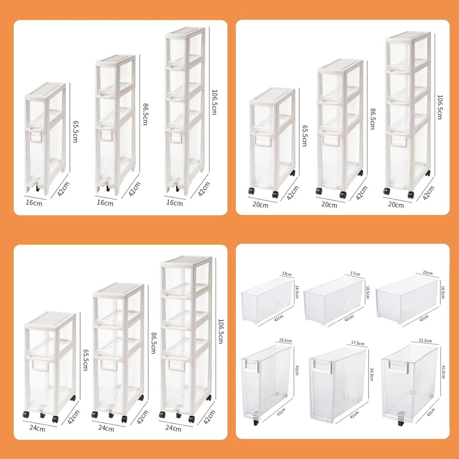 Small Bathroom Storage Cabinet, Toilet Paper Holder, 2/3/4 Tier Thin Toilet Vanity Cabinet, Narrow Bathroom Cabinet Organizer for Small Space and Corner,Clear 16cm,2 Tier (Brown 20cm 4 Tier)