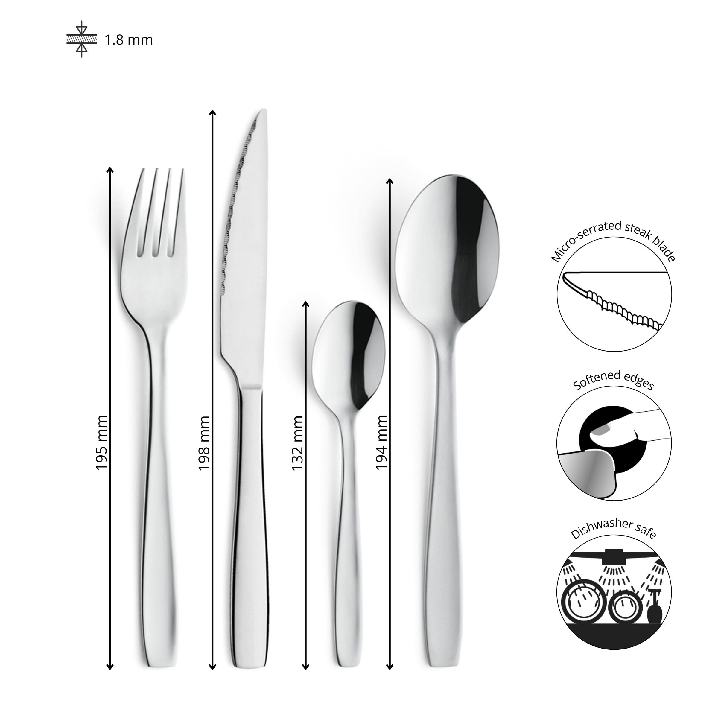 Amefa Besteck-Set HOTEL, Tafelbesteck für 6 Personen, Edelstahl glänzend, weiche Konturen, 24-teilig