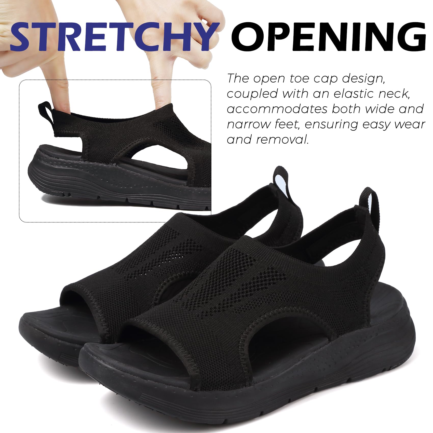 DimaiGlobal Sandali Donna Estive Comodi Ortopedici con Punta Aperta Scarpe Lavabili Sandalo Sportivo Scarpe con Zeppa