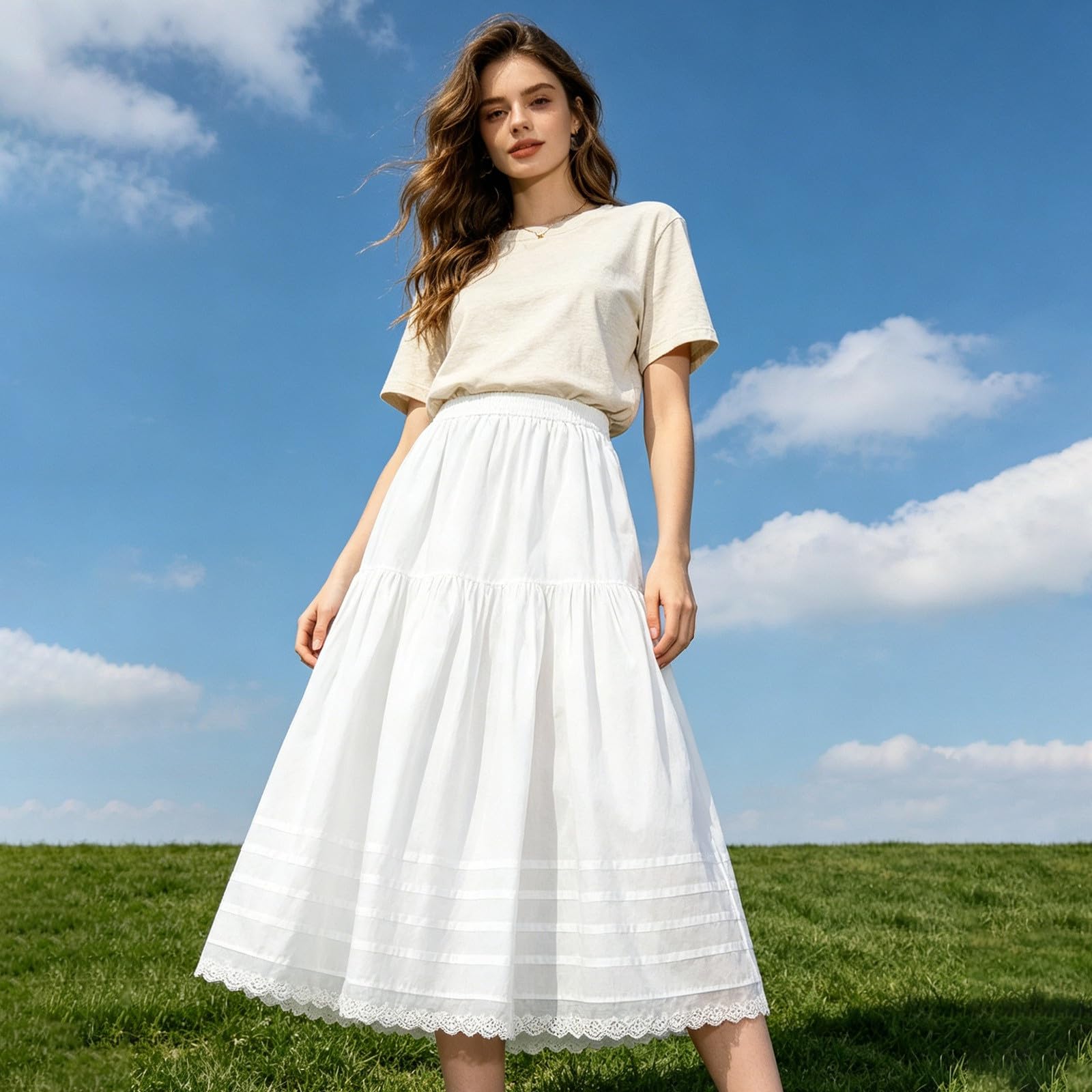 Faldas Mujer Estilo Casual, Falda Larga Mujer Fiesta, Minifalda Elegante Midi Blanca Talle Alto Y Corte En A El Verano Faldas Vaqueras Minifalda Falda Larga