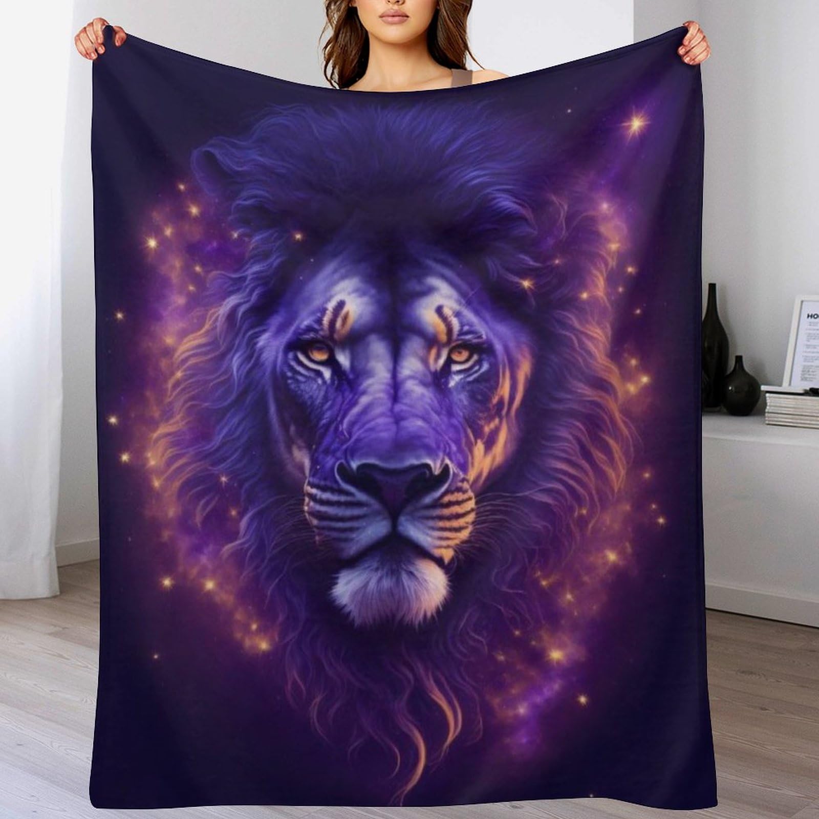 Plaid couverture lion doux en polaire cadeau idéal lit voyage