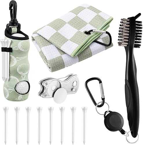 Miniatura 30 de Liliful Kit de Accesorios de Golf de 12 Piezas, Incluye Bolsa para Pelotas de Golf con Gancho, Toalla, Tees, Marcador de Pelota Magnético