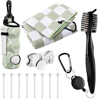 Liliful 12 Pcs Golf Accessories Kit, Include Golf Ball Bag with Hook Towel Tees Magnetic Ball Marker Divot Tool Cleaner Brush for Women Man Gifts