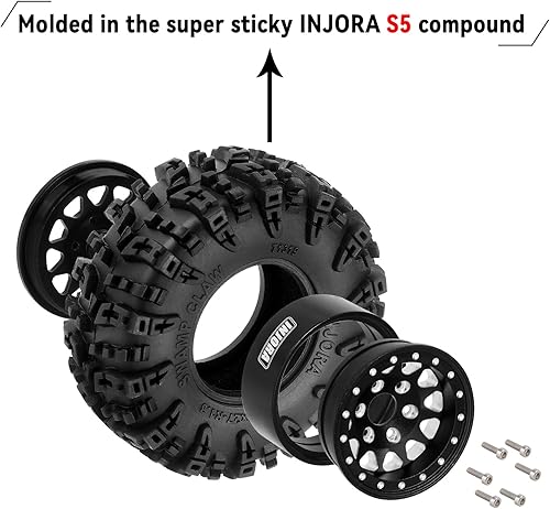 Miniatura 4 de INJORA Juego de neumáticos de rueda de 1.3 "S5 Swamp Claw Mud Terrain Tires 2.756 * 1.063 in para 118 124 RC Crawler Car
