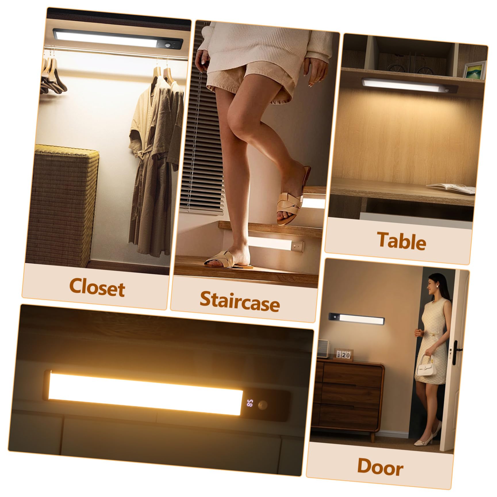 VALICLUD Confezione da 4 Barre Luminose a Led Sottopensile con Attivazione a Movimento, Facili da Installare E con Forte Magnete, Ideali per Cucina, Corridoio, Scale E Altri Ambienti Interni - Nero
