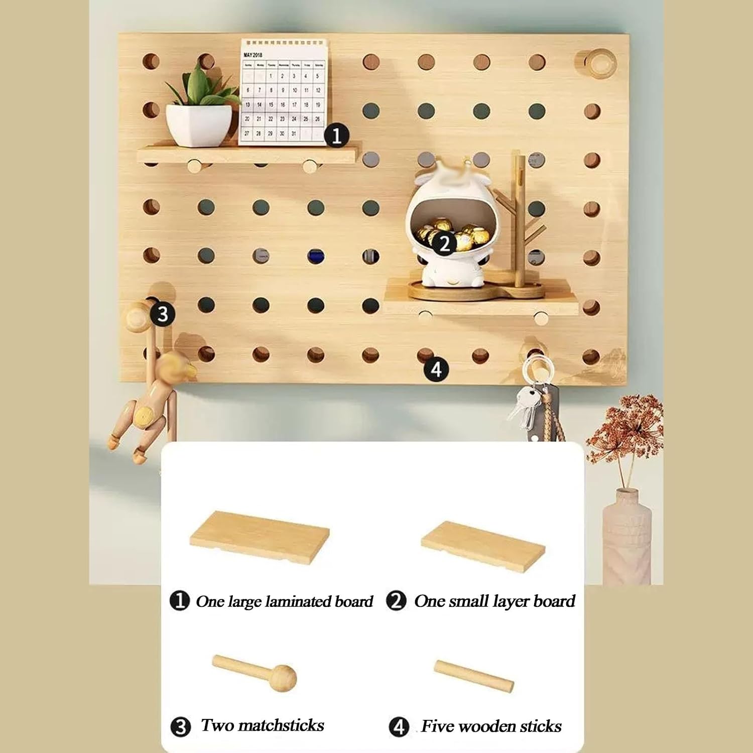 DIY Breaker Box Cover - Hidden Circuit Panel & Pegboard Shelf with Hooks - White 23.6x15.7in - Perfect for Home Improvement, Organization, and Safety