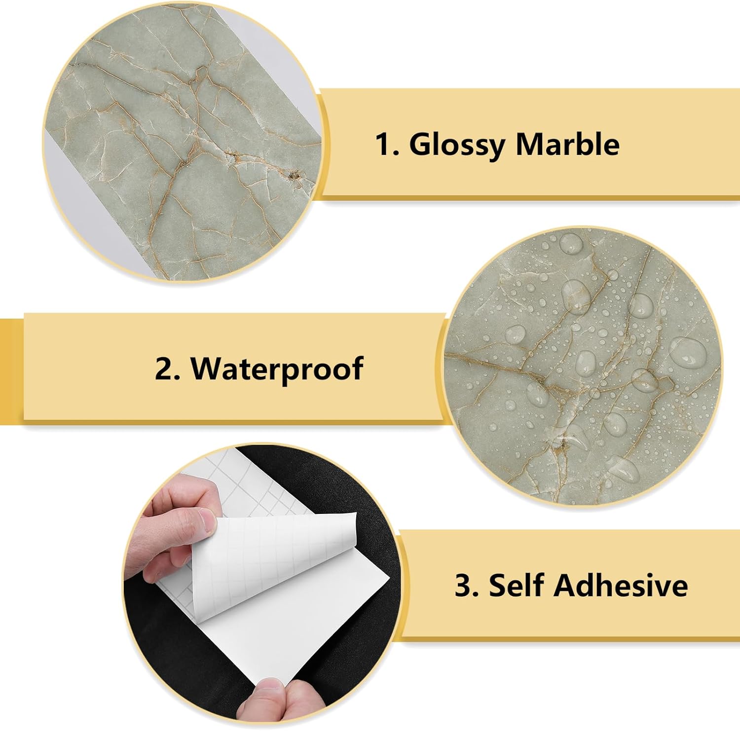 Wallercity Green Marble Wallpaper Borders 3.94''x394'' Marble Cyan Wall Border Stickers for Bedroom Kitchen Wall Decor Waterproof Self Adhesive Borders Contact Paper for Bathroom Mirror Frame Floor