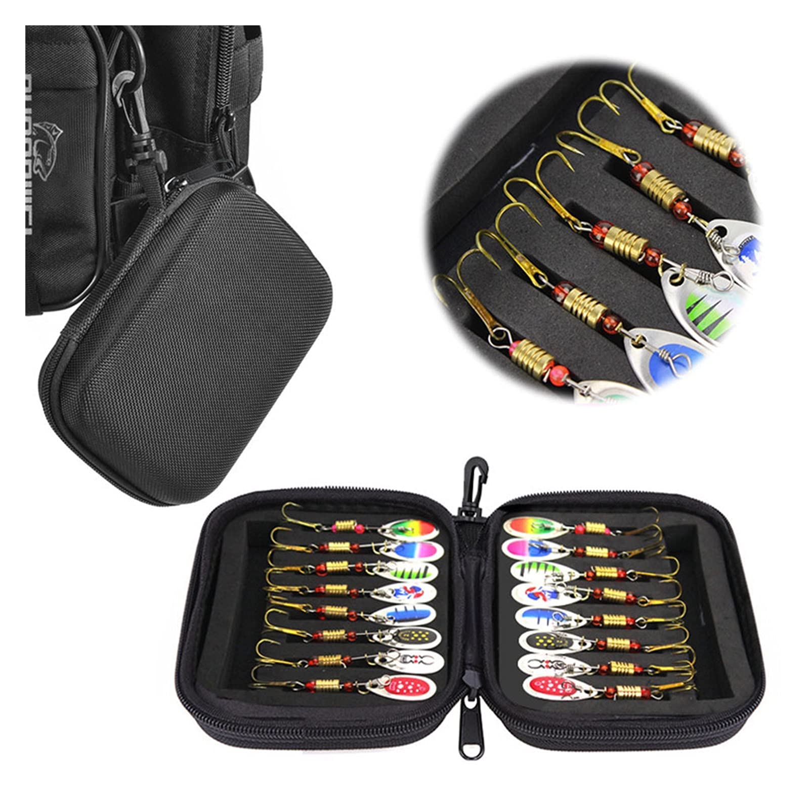 Señuelos de Pesca Fuerza de Pesca Spinners Cebo Cuchara Conjunto con Bolsa de Tackle Trout Bass Bass Salmon Pike Walleye Pesca al Aire Libre Tackle 16pcs Cebos Artificiales
