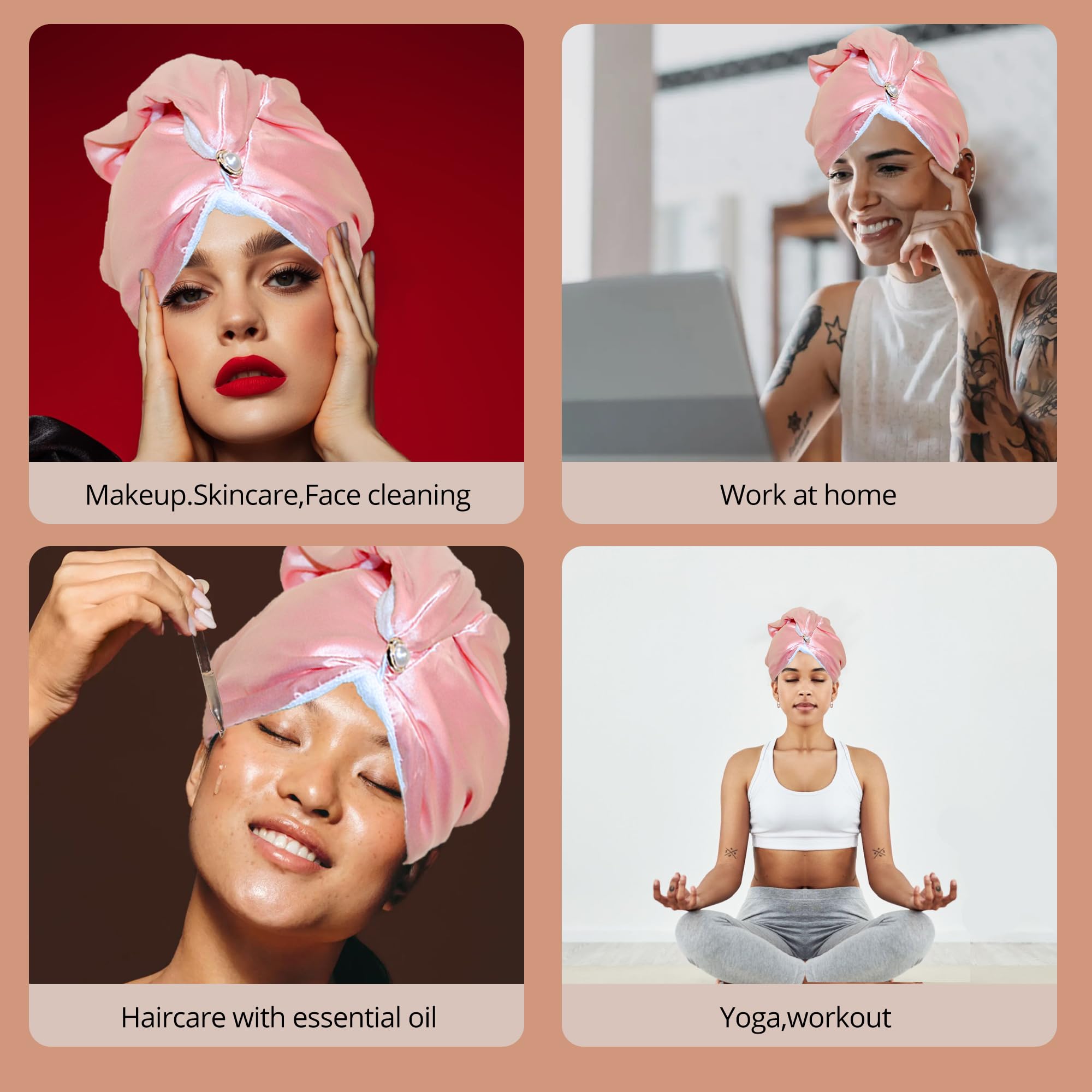 Amazon.com: Bsofter Satin Microfiber Hair Towel Wrap for  display picture 3