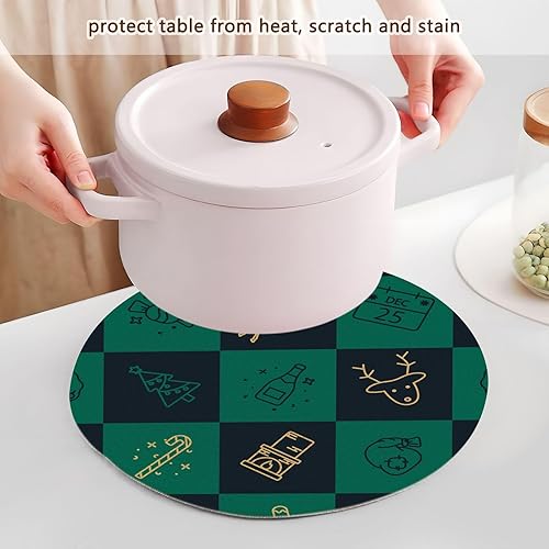 Miniatura 5 de Tapete de salvamanteles extra grande a cuadros verde y dorado, 3 piezas, resistente al calor, para ollas y sartenes calientes, salvamanteles para