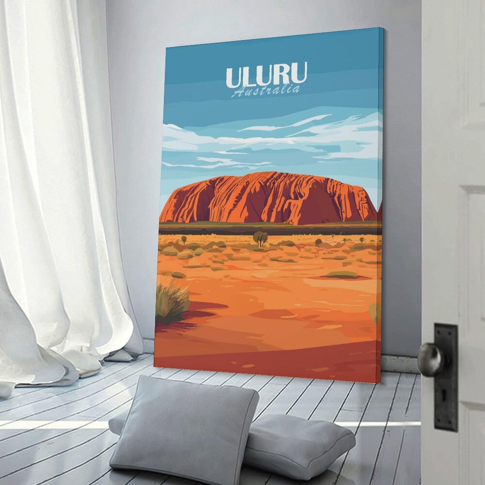 Junmoney Canvas Wall Art Uluru Rock Australia, 12x18inch(30x45cm), for Bedroom, Guest Room Or Reading Nook, Canvas Wall Decor for Personal Spaces