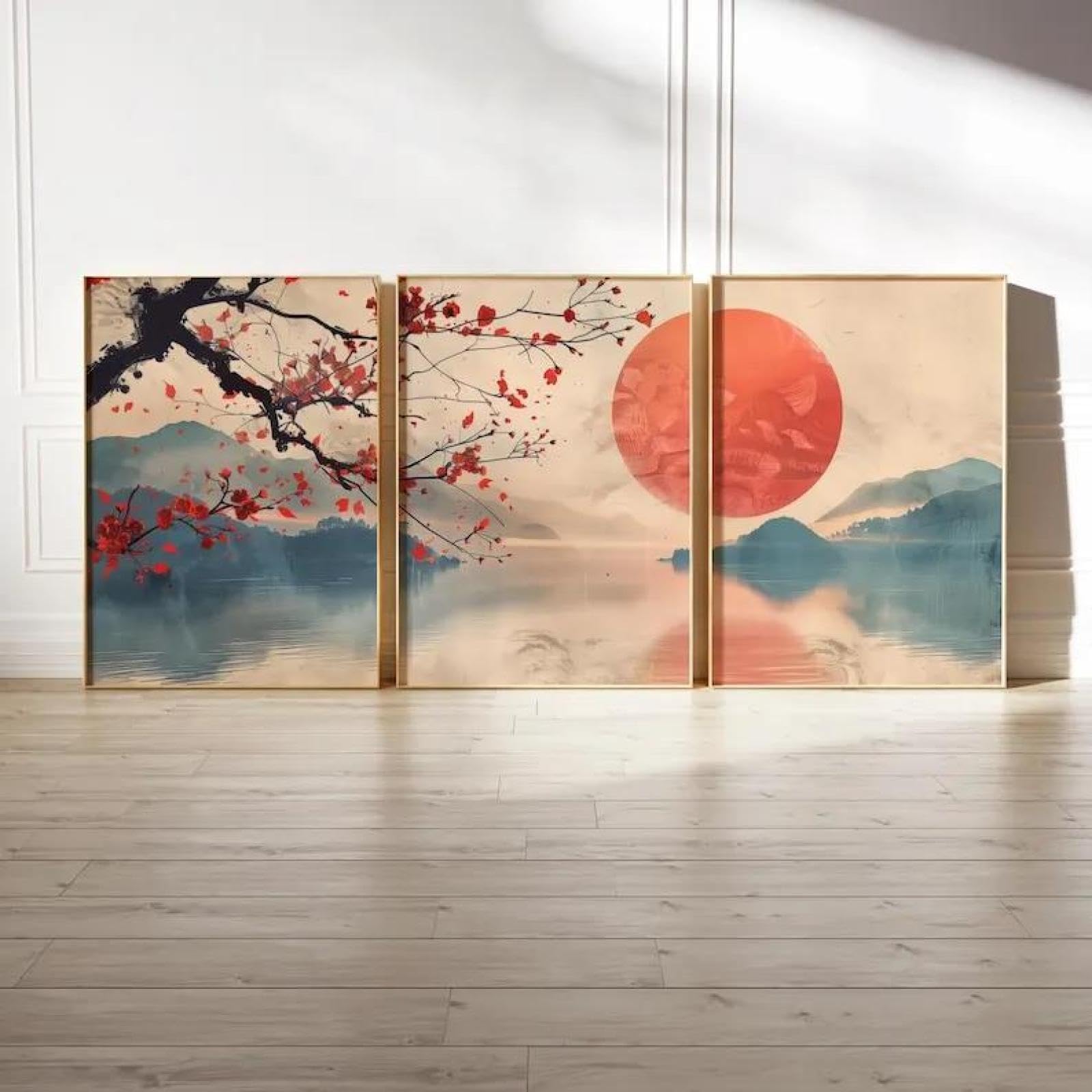 Baibexing Retro Mountain Lake Scenery Wall Art Poster Prints Canvas Painting Picture For Living Room Home Decor 60X80Cmx3Pcs Unframed