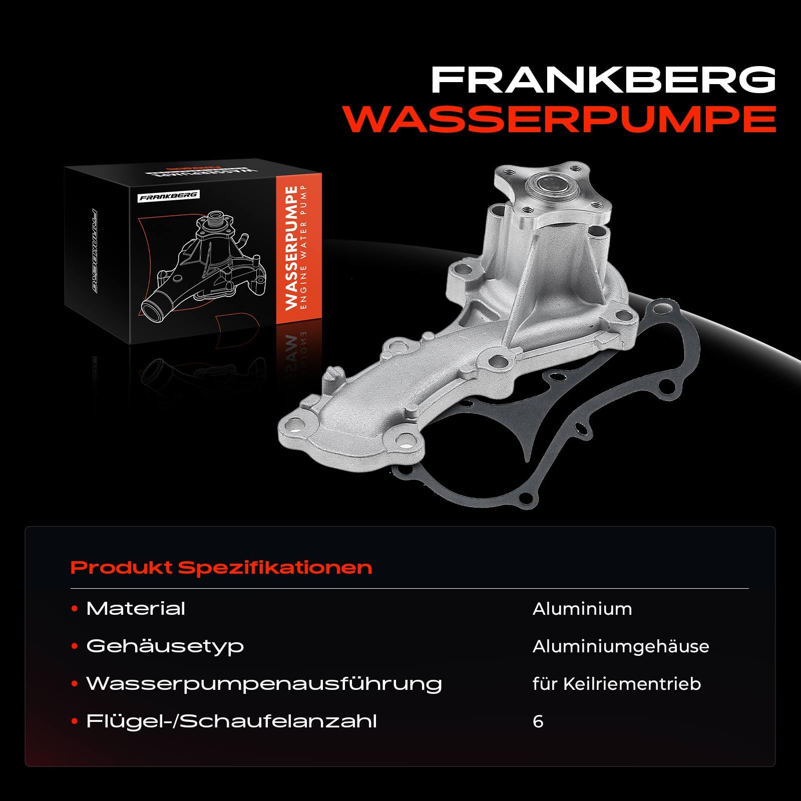 Frankberg Wasserpumpe Kompatibel mit Almera II N16 1.5L 1.8L 2000-2006 Almera Tino V10 1.8L 2000-2006 Primera P11 1.6L 1.8L 1996-2001 Benzin Replace# 210104M525