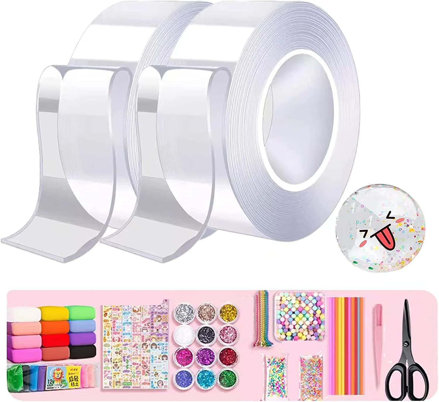 Nano Tape Bubbles Kit, Double Sided Tape Magic Plastic Bubbles Balloon, Nano Tape Bubble Kit for Kids, Party Favors and Fidget Toys for Girls Boys Kids