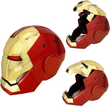 Autoking Iron-Man MK 5 Helmet with Jarvis Voice & Remote&Touch Controlled Open/Close Mask, 11Adult Wearable Super Hero Mask&Movie Prop for Halloween&Birthdayand&Christmas Golden