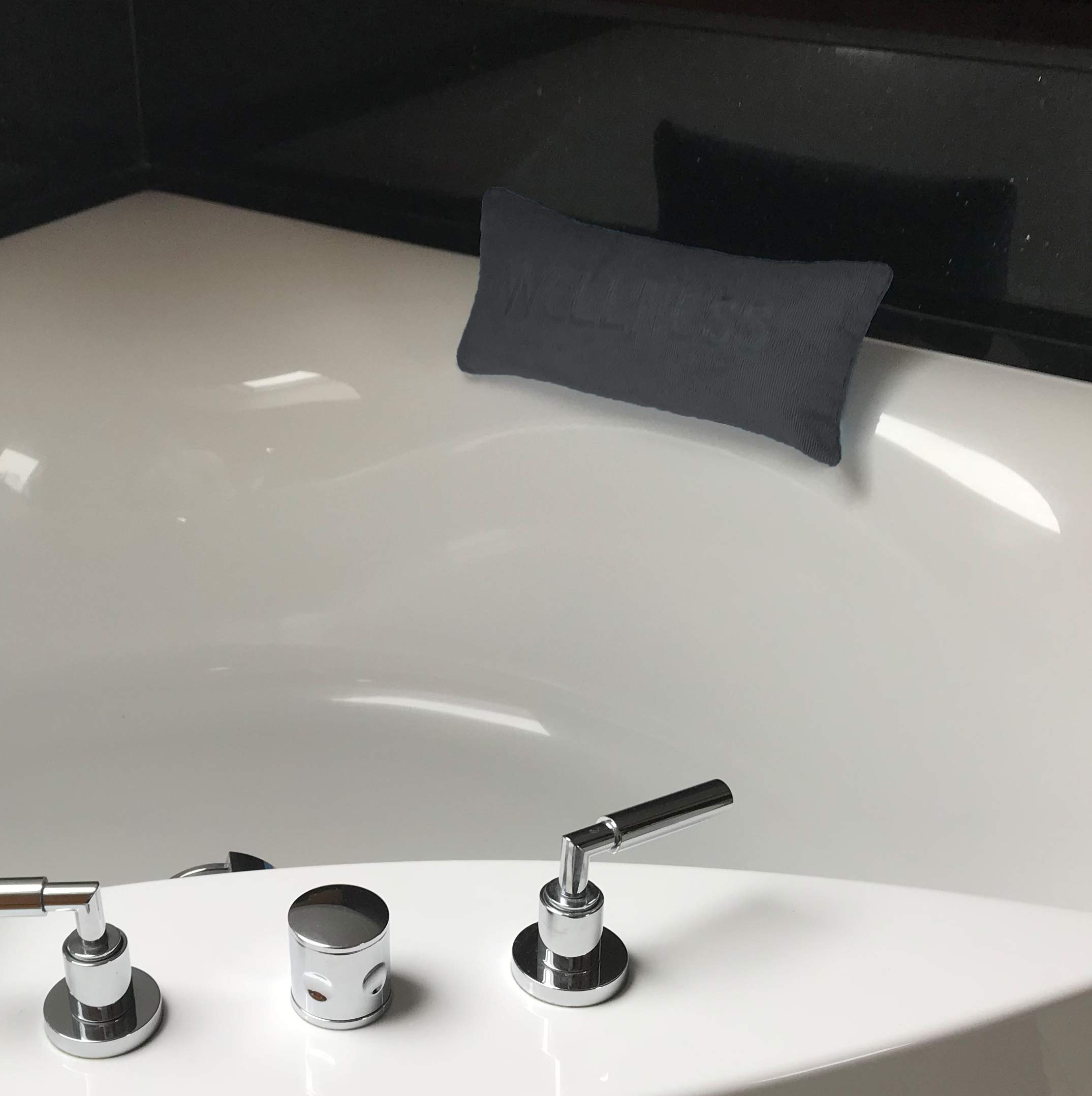 Brandsseller Cojín de bañera 40x20 cm – Reposacabezas y cojín Cervical de Bienestar con ventosas para bañera, Acolchado y cómodo, Lavable con Cremallera – Antracita