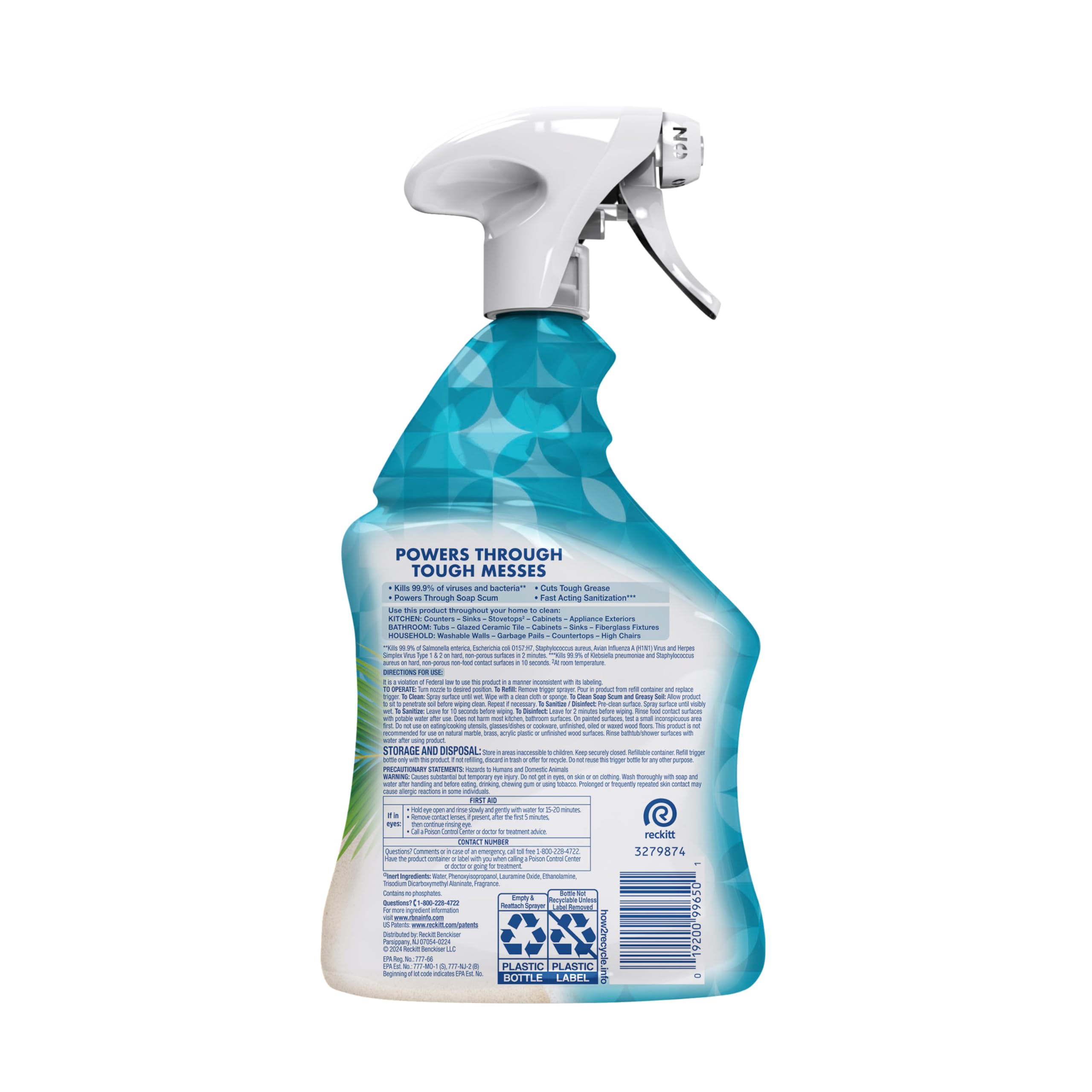 Lysol All Purpose Cleaner Spray, Multi-Purpose Disinfecting Spray, Kitchen & Bathroom Cleaner, Mango & Hibiscus, Coconut, and Lavender Scent (Pack of 3): Coconut & Sea Minerals 32 Fl Oz (Pack of 1)