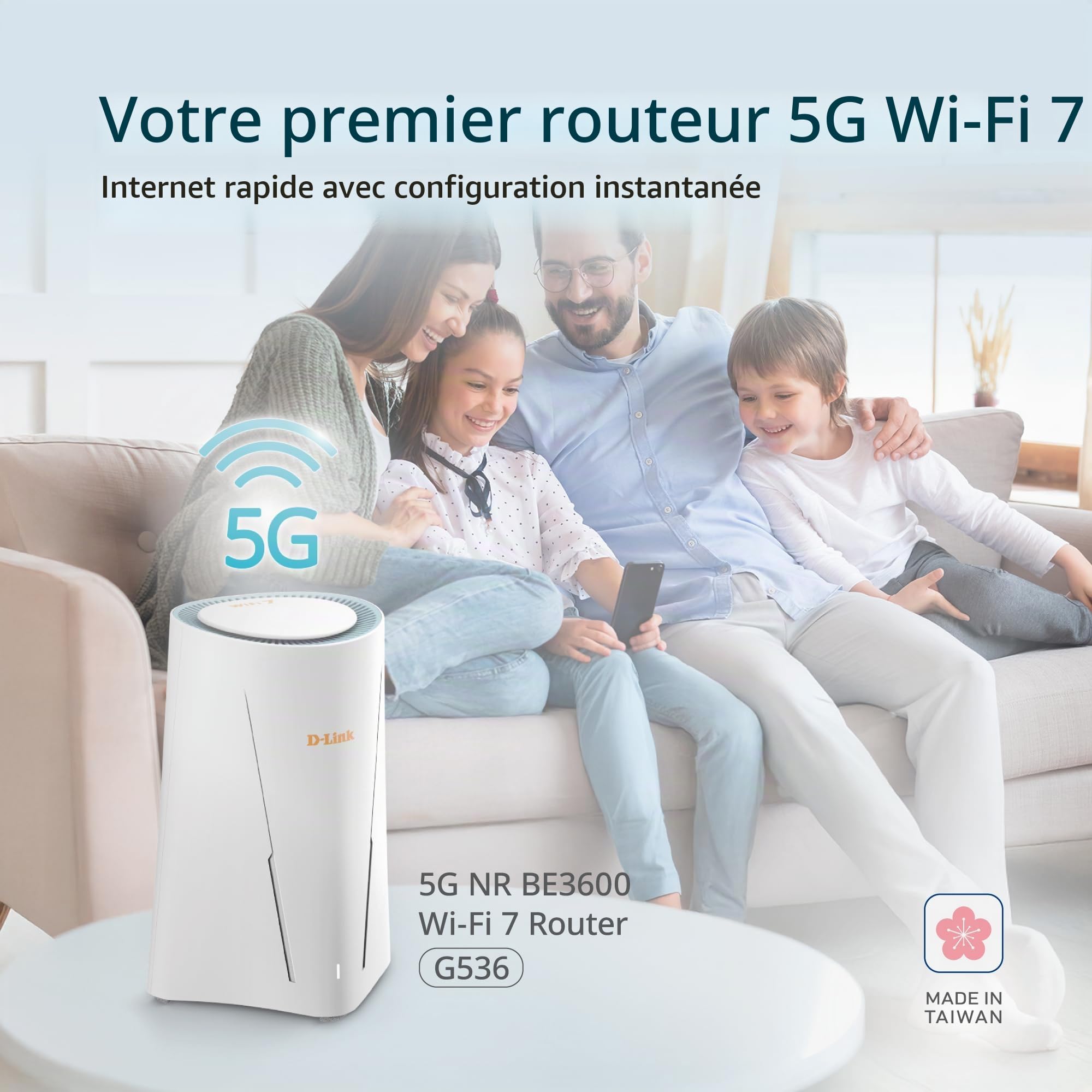 Routeur D-Link G536 WiFi 7 5G avec Emplacement SIM, antennes externes (Double SMA), BE3600, 5G Jusqu’à 4,67 Gbit/s, Deux Ports 2,5 Gigabit, basculement WAN Auto, Compatible Mesh
