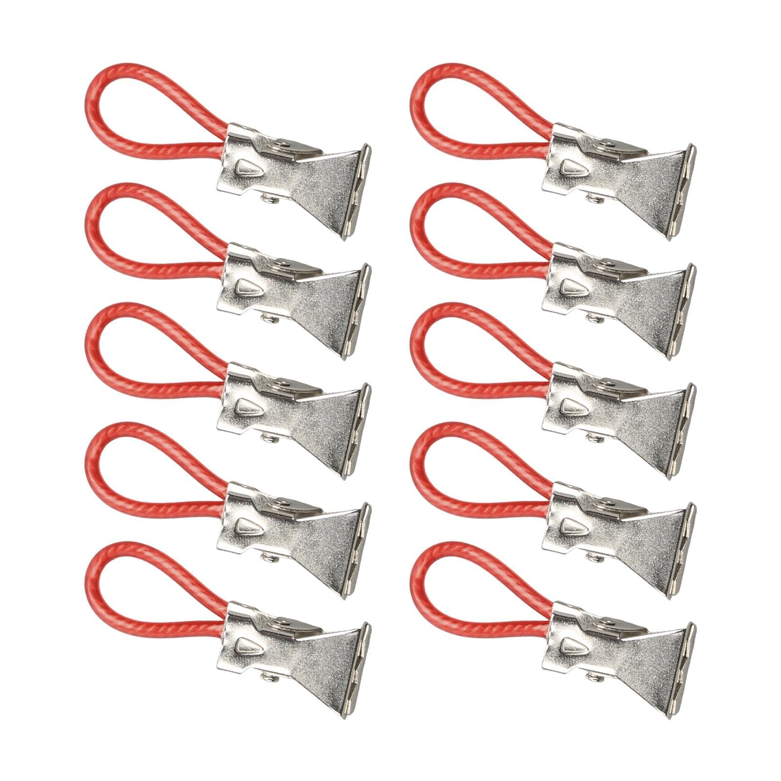 WOVEBIUS 10x Hanging Tea Towels Clips Cupboard for Shower Curtain Small Clothes red,5x1.56cm