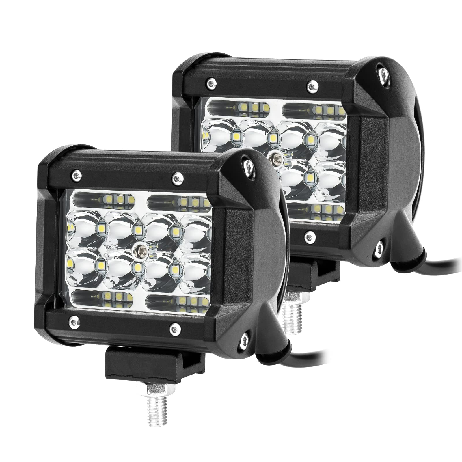 YCHOW-TECH4 Inch LED Pods, 120W 12000LM Flood Spot Combo Beam LED Pods Lights Off Road Light Bar Fog Lights Driving Work Light for Truck Pickup ATV UTV SUV Trailer Boat, White