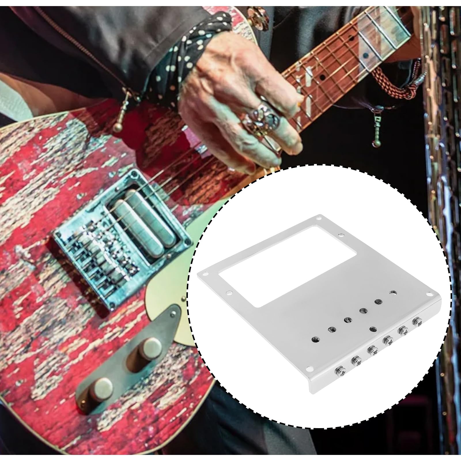 Briny River Guitar Bridge 101 * 89mm Compatible with Telecaster Guitar Silver Chrome - Image 2