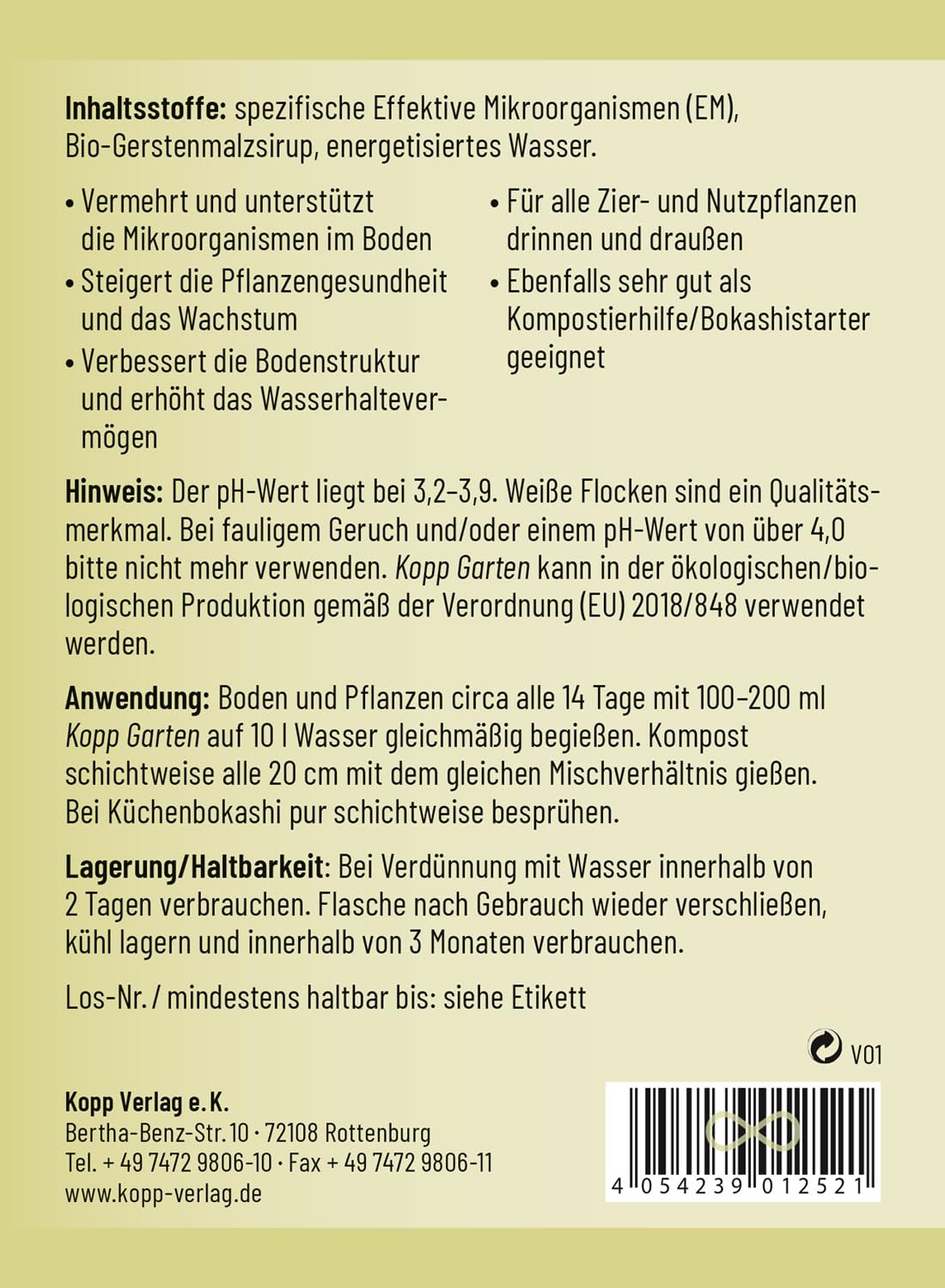 KOPP Garten, Bio, Spezifische Effektive Mikroorganismen (EM) | flüssig (5 Liter)