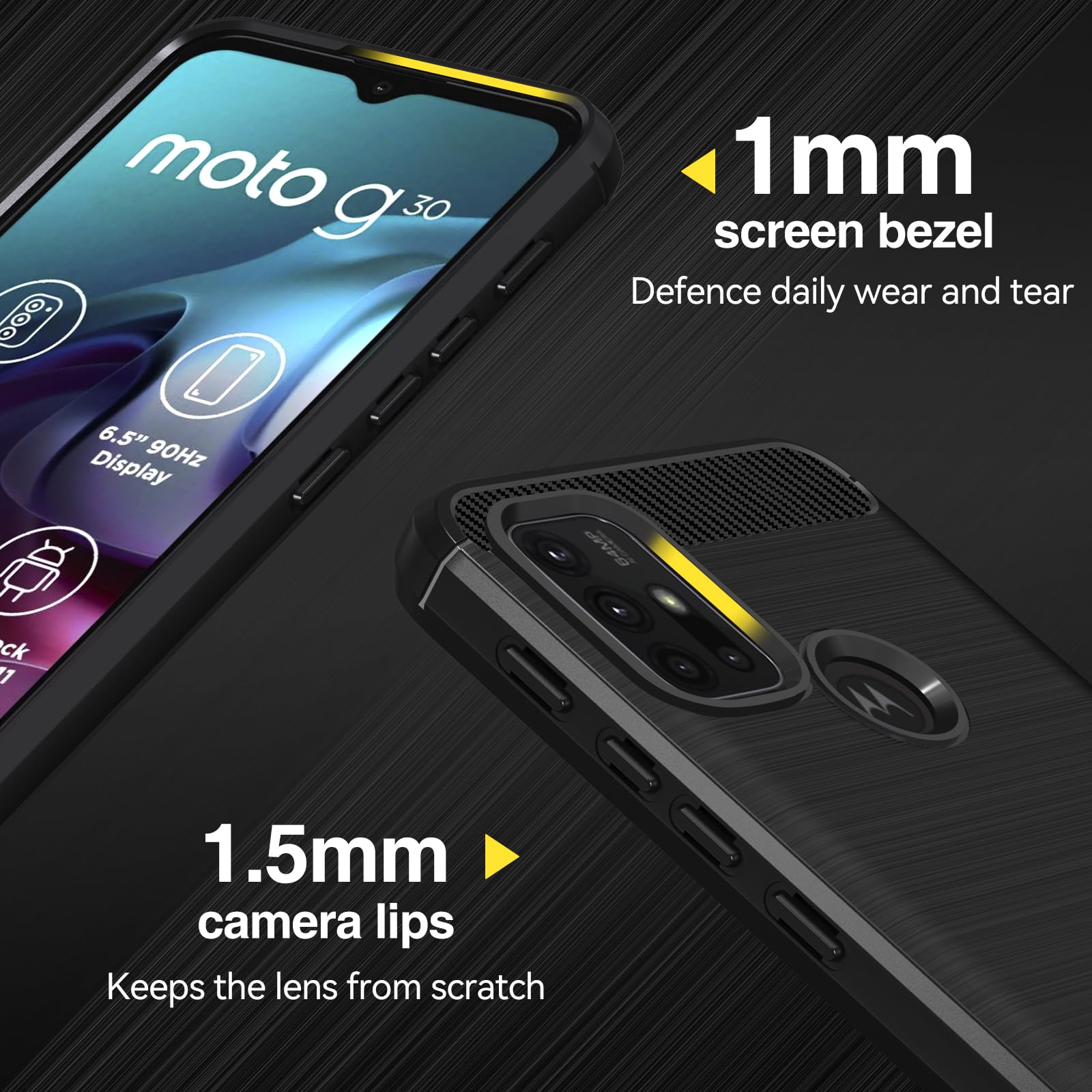 Ivoler Militär-Schutz Handyhülle Für Motorola Moto G9 Play/E7 Plus – Stoßfeste TPU-Hülle Mit Karbon-Design, Kratzfest