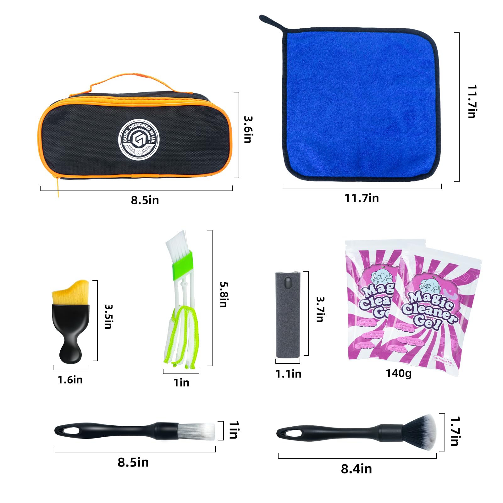 8PCS Car Interior Detailing Kit, Dash Duster for Car Interior Detail Brush with Car Cleaning Gel Automotive Detailing Supplies Kit for Auto, Truck, SUV, RV - Car Gifts for Women